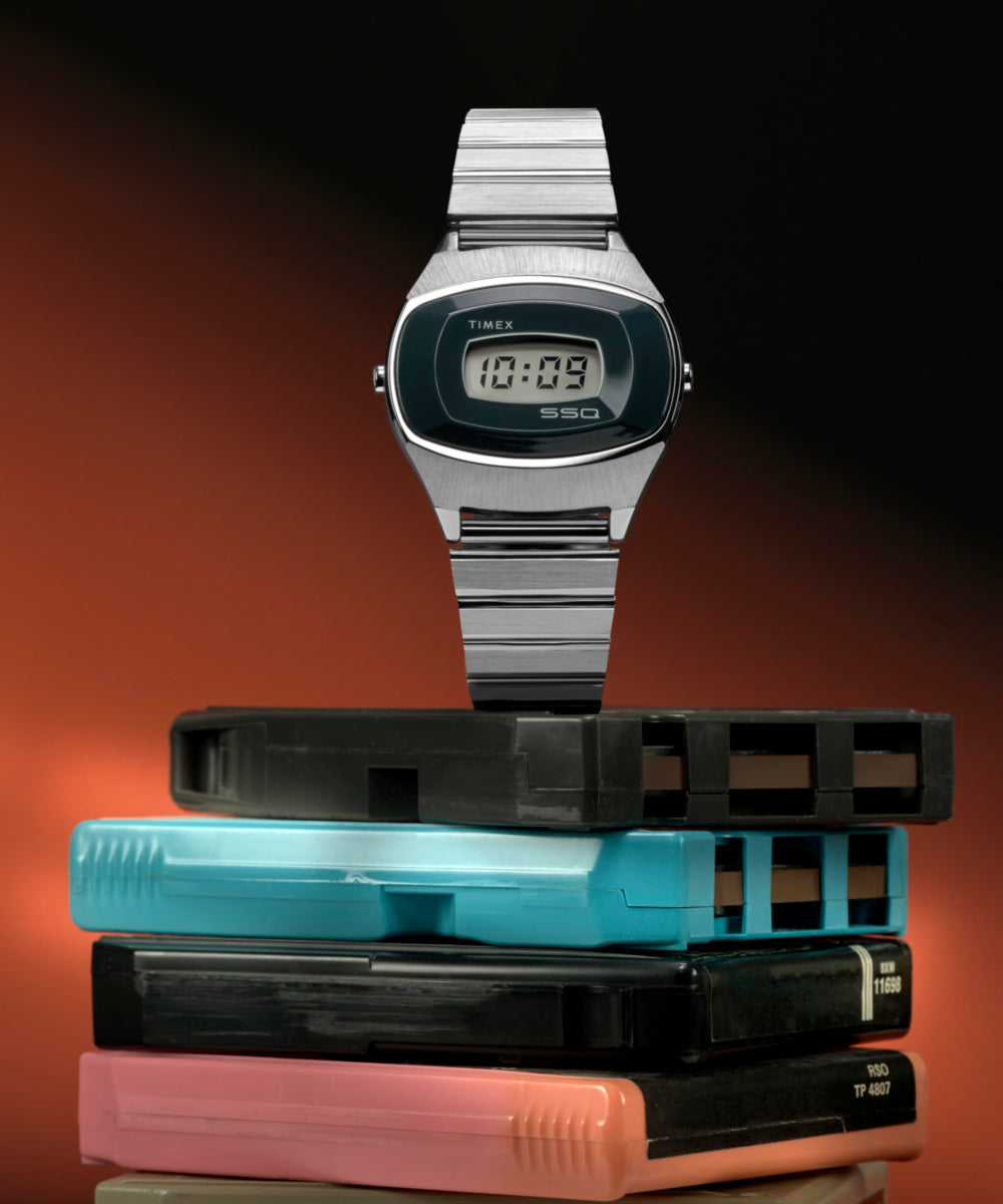 Q Timex® 1975 SSQ Digital Reissue 38mm Stainless Steel Bracelet Watch