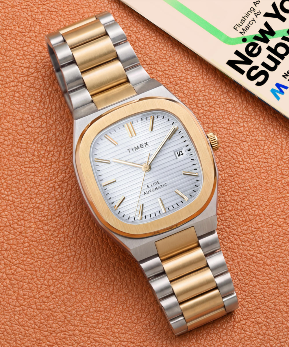 Timex® Automatic E Line 38mm Stainless Steel Bracelet Watch
