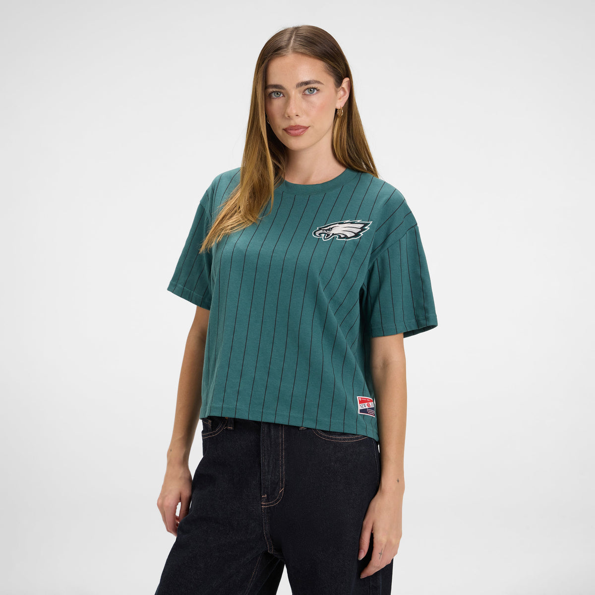 San Francisco 49ers Throwback Women's Cropped Pinstripe T-Shirt