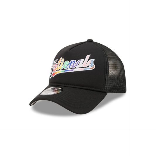 Washington Nationals Rainbow Wordmark 9FORTY A-Frame Trucker Hat