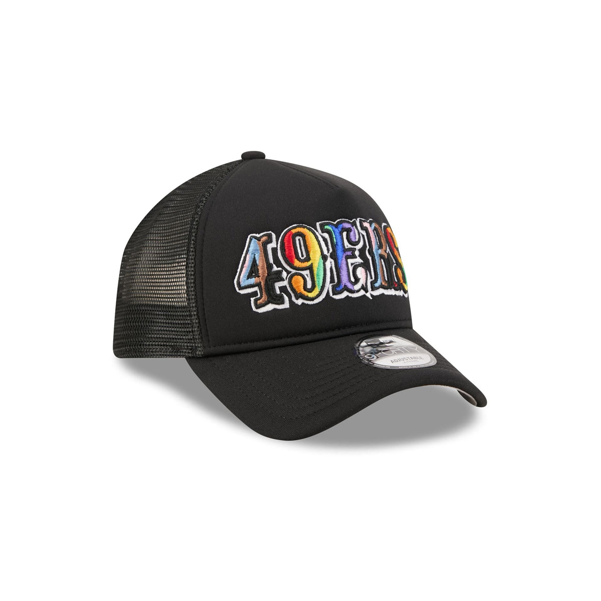 San Francisco 49ers Rainbow Wordmark 9FORTY A-Frame Trucker Hat