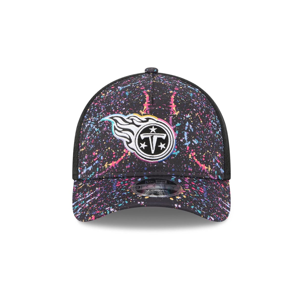 Tennessee Titans 2025 Crucial Catch 9FORTY M-Crown A-Frame Trucker Hat
