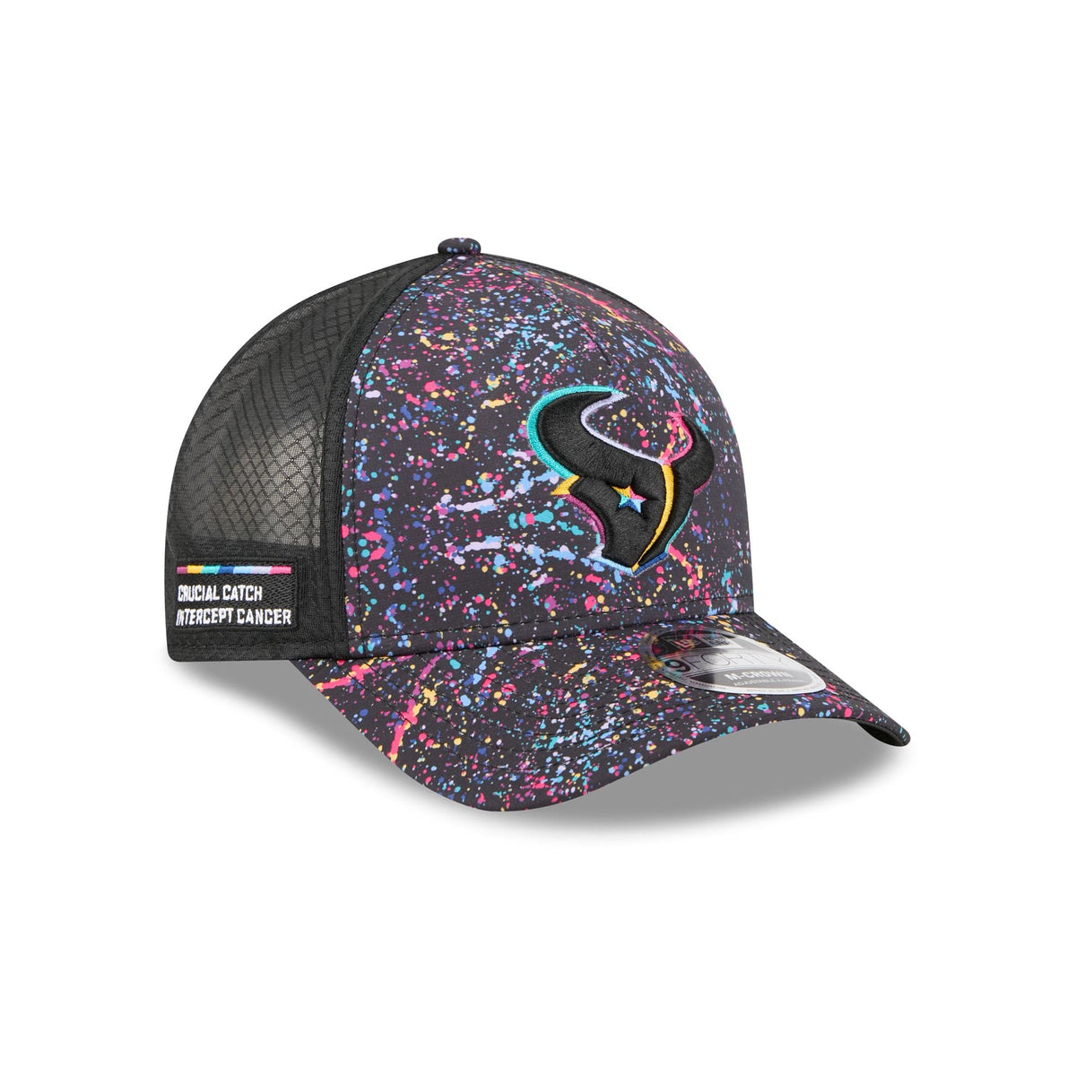 Houston Texans 2025 Crucial Catch 9FORTY M-Crown A-Frame Trucker Hat