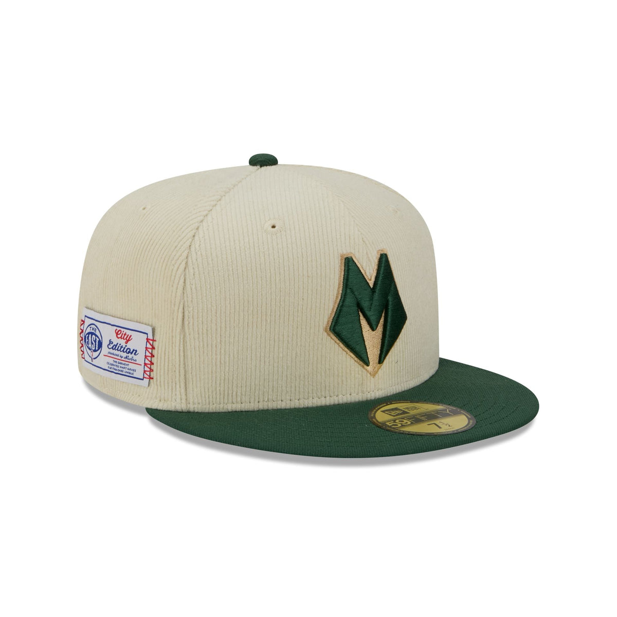 Milwaukee Bucks 2025 City Edition Chrome White Corduroy 59FIFTY Fitted Hat