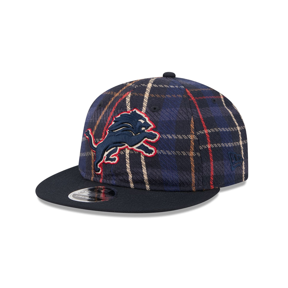 Detroit Lions Grunge Plaid Retro Crown 9FIFTY Adjustable Hat