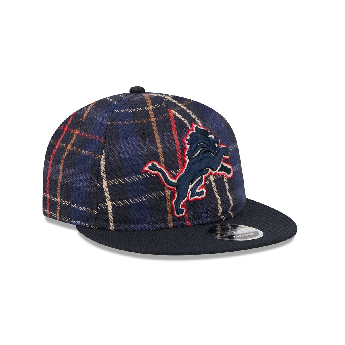 Detroit Lions Grunge Plaid Retro Crown 9FIFTY Adjustable Hat
