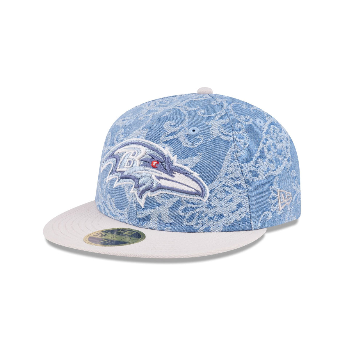 Just Caps Jacquard Denim Baltimore Ravens Retro Crown 59FIFTY Fitted Hat