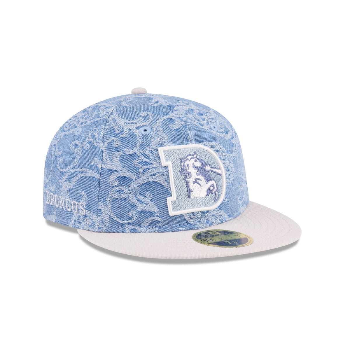 Just Caps Jacquard Denim Denver Broncos Retro Crown 59FIFTY Fitted Hat