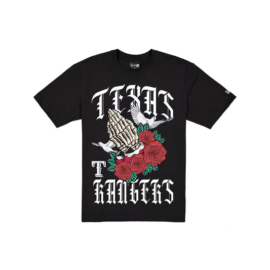 Texas Rangers Gothic Bloom Black T-Shirt