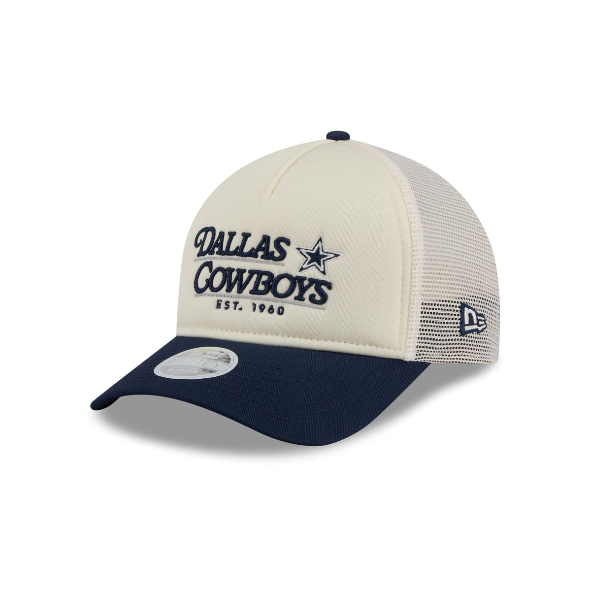 Dallas Cowboys Retro Chrome Women's White 9FORTY M-Crown A-Frame Trucker Hat