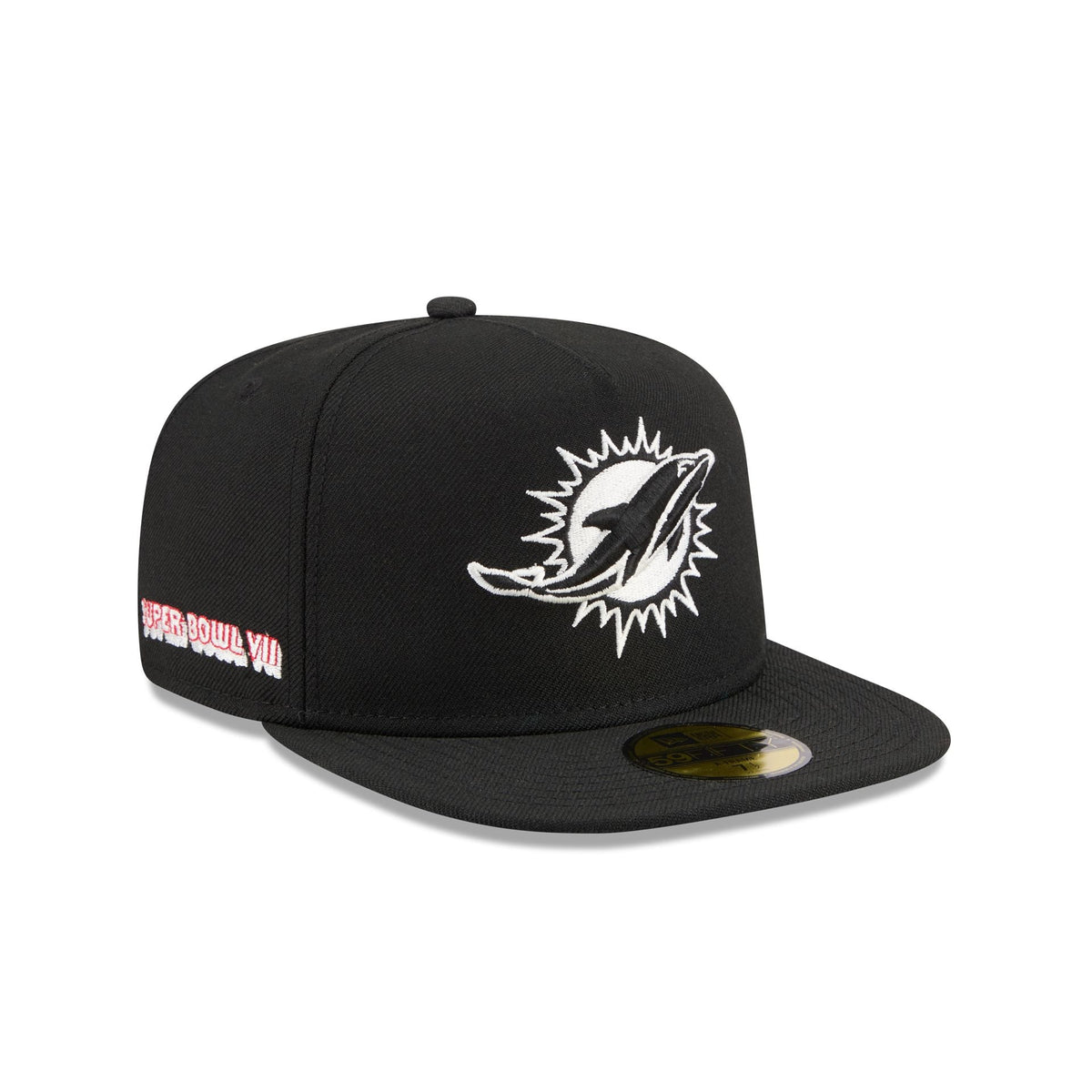 Just Caps Chiseled Logo Miami Dolphins 59FIFTY A-Frame Fitted Hat