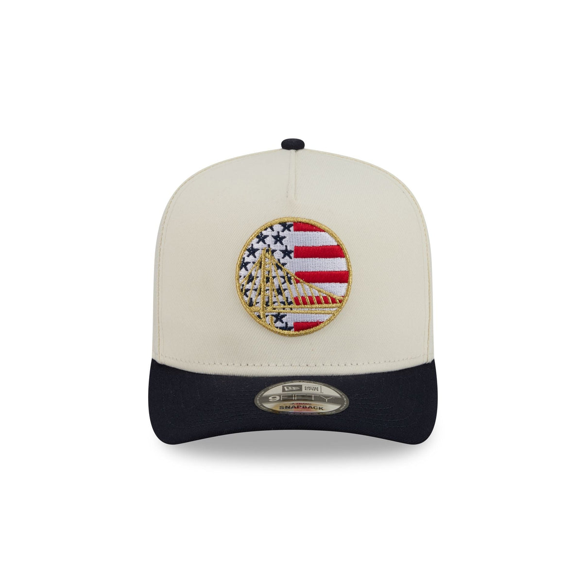 Golden State Warriors Chrome White Stars and Stripes 9FIFTY A-Frame Snapback Hat