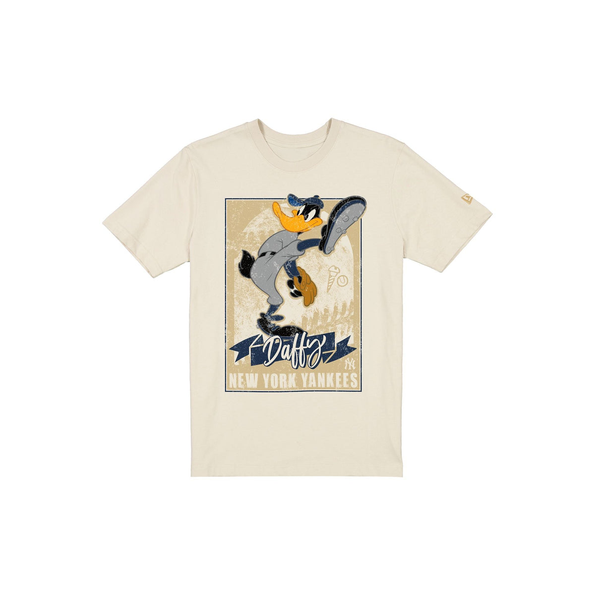 New York Yankees Daffy Duck Pitch Chrome White T-Shirt