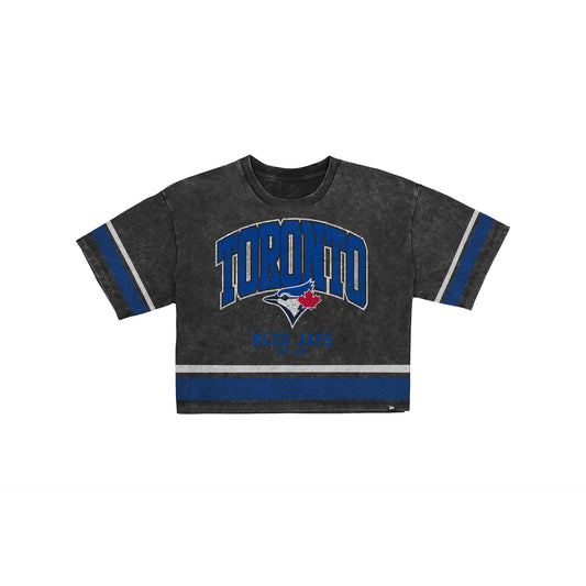 Toronto Blue Jays Women's Vintage Stripe Cropped T-Shirt