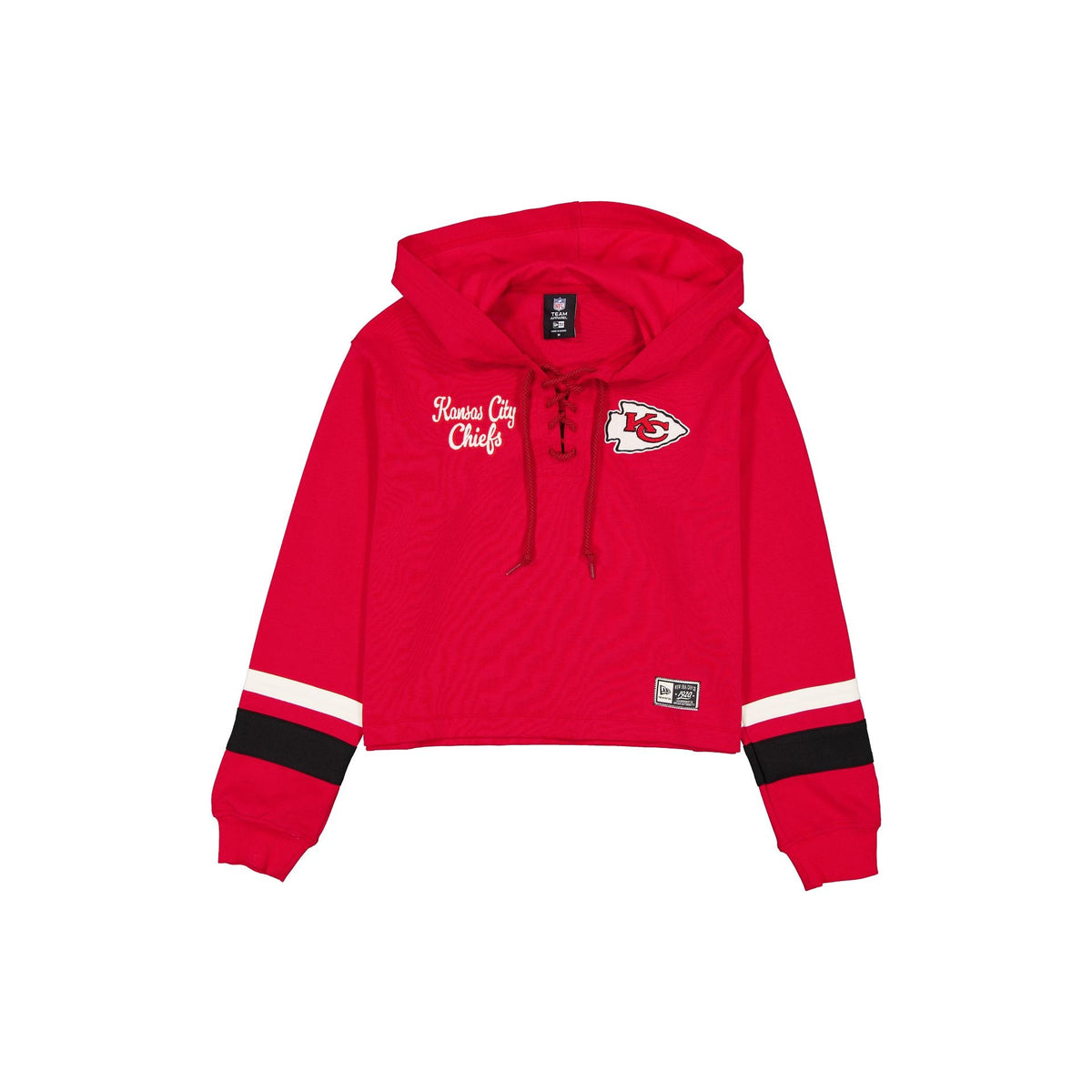 Kansas City Chiefs Women's Throwback Cropped Tie Hoodie