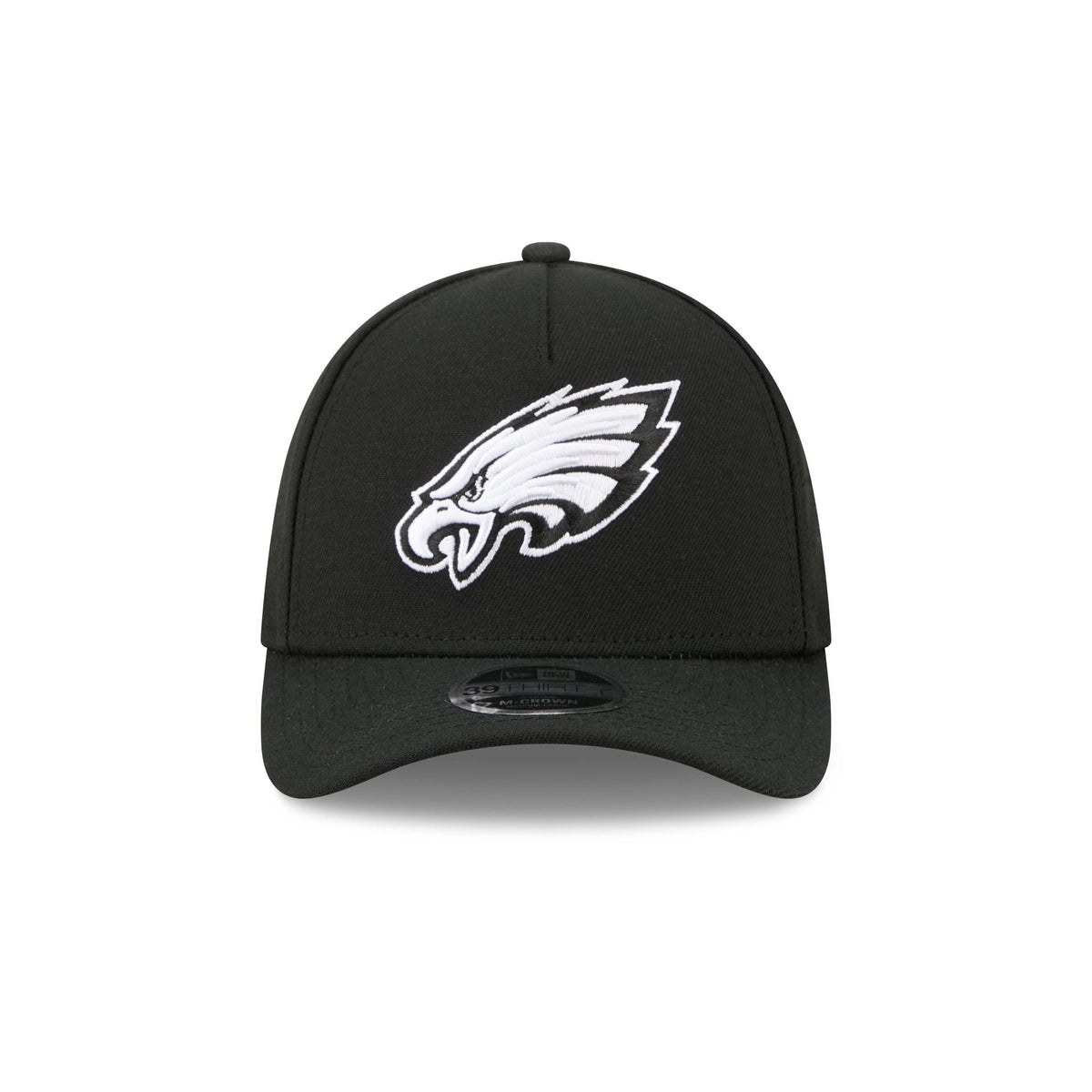 Philadelphia Eagles Poly Black & White 39THIRTY M-Crown A-Frame Stretch Fit Hat