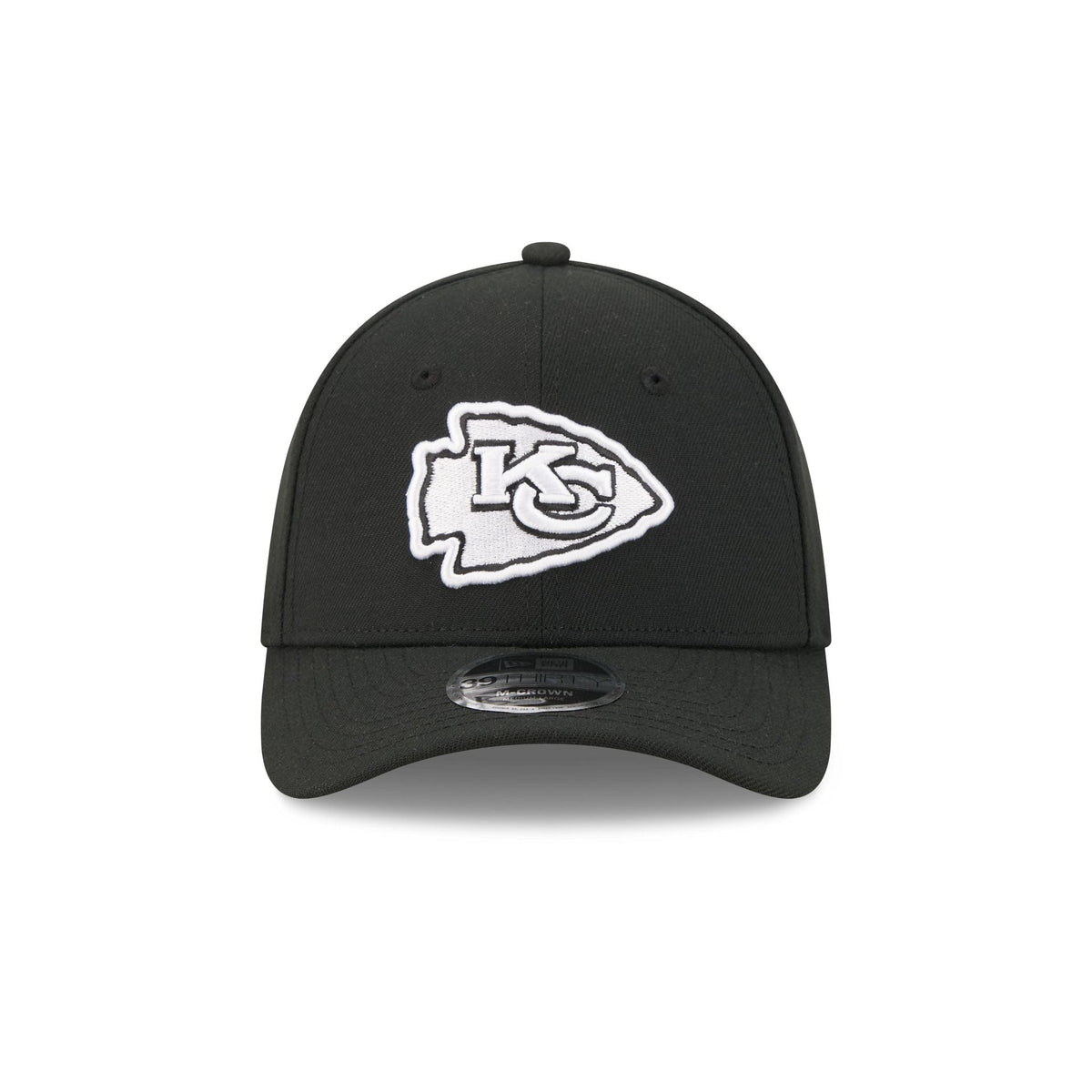 Kansas City Chiefs Poly Black & White 39THIRTY M-Crown Stretch Fit Hat