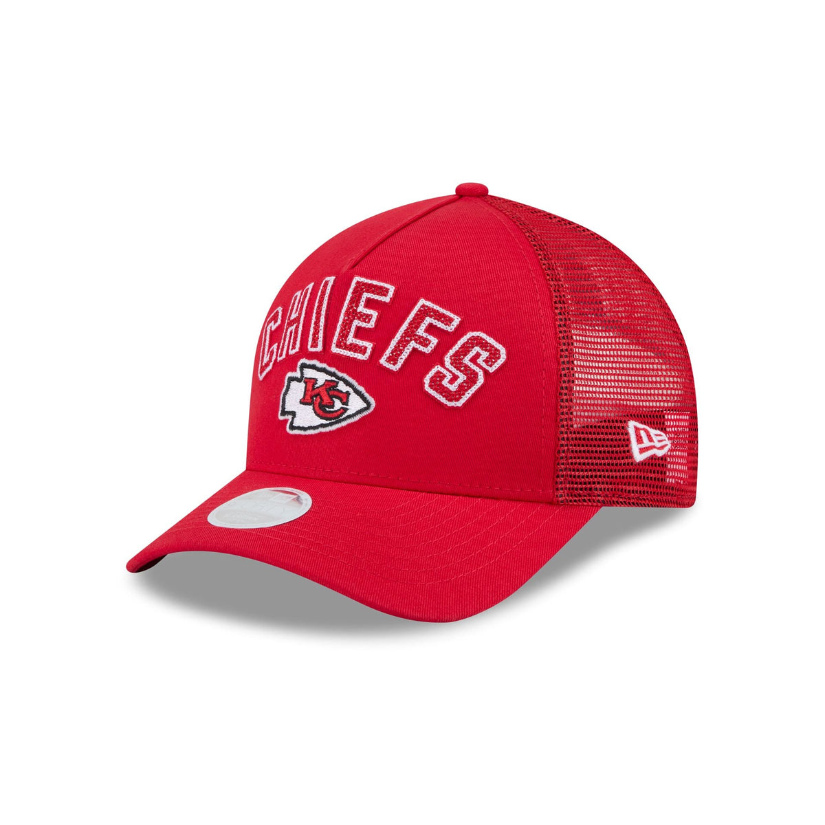 Kansas City Chiefs Sequin Wordmark Women's 9FORTY M-Crown A-Frame Trucker Hat