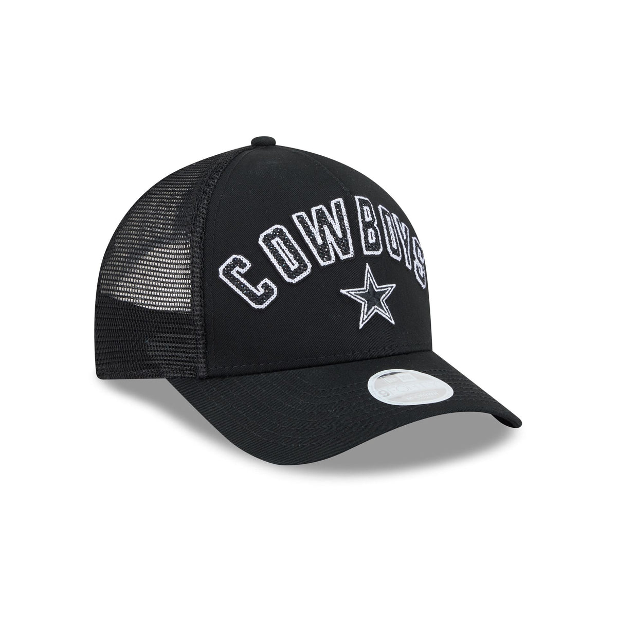 Dallas Cowboys Sequin Wordmark Women's 9FORTY M-Crown A-Frame Trucker Hat