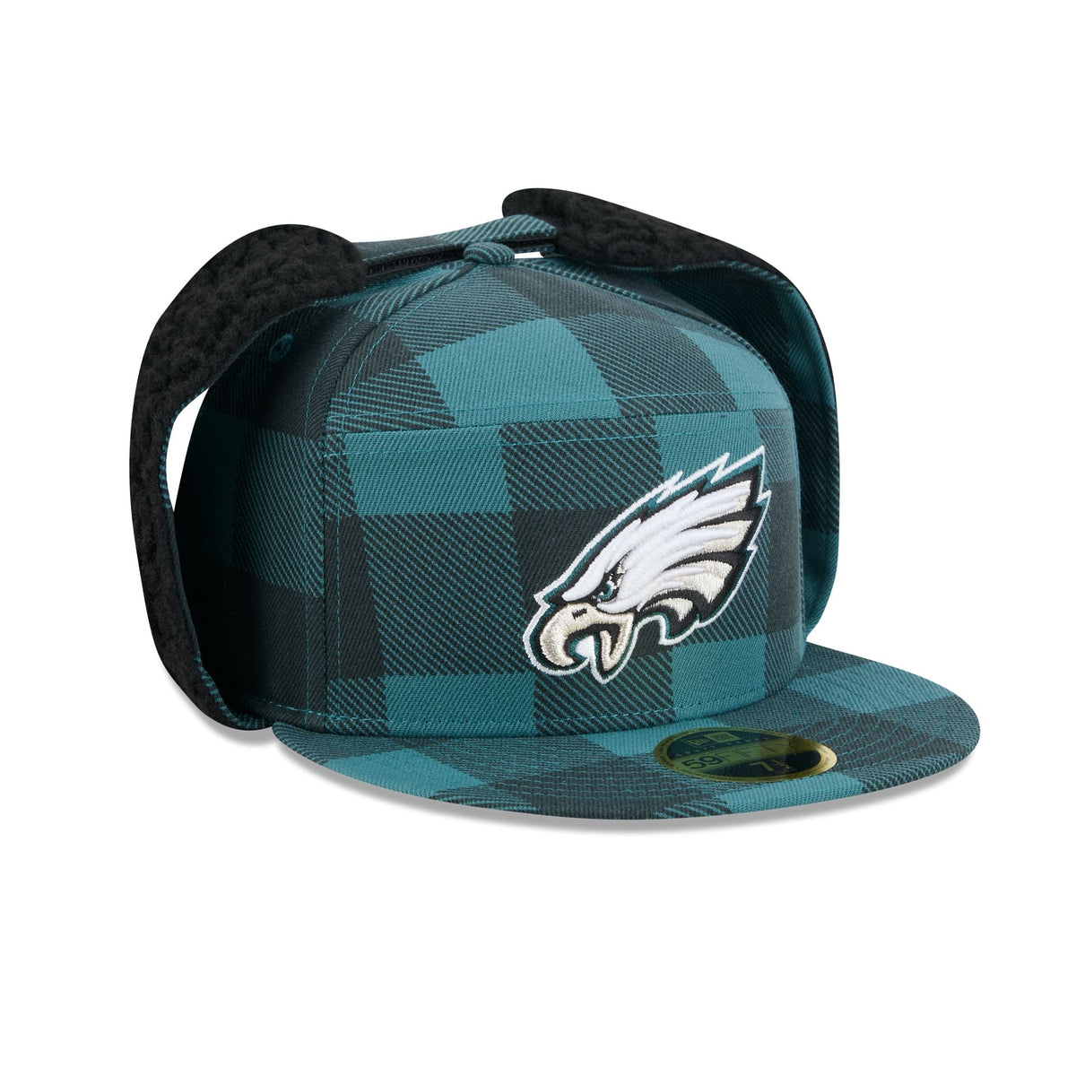 Philadelphia Eagles Plaid Split Panel Dog Ear 59FIFTY Fitted Hat