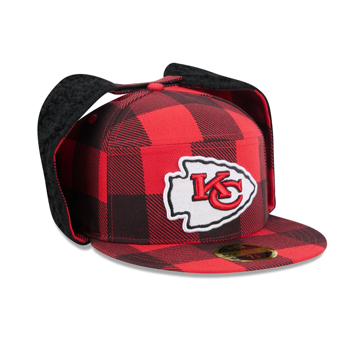 Kansas City Chiefs Plaid Split Panel Dog Ear 59FIFTY Fitted Hat