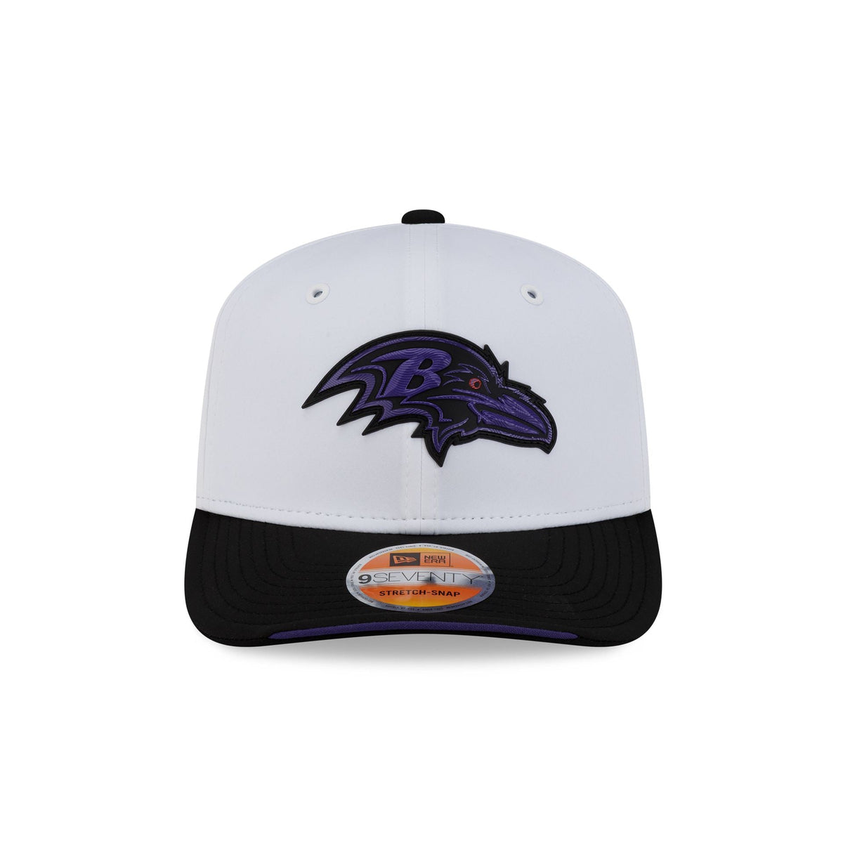 Baltimore Ravens 2026 Sideline White 9SEVENTY Stretch-Snap Hat