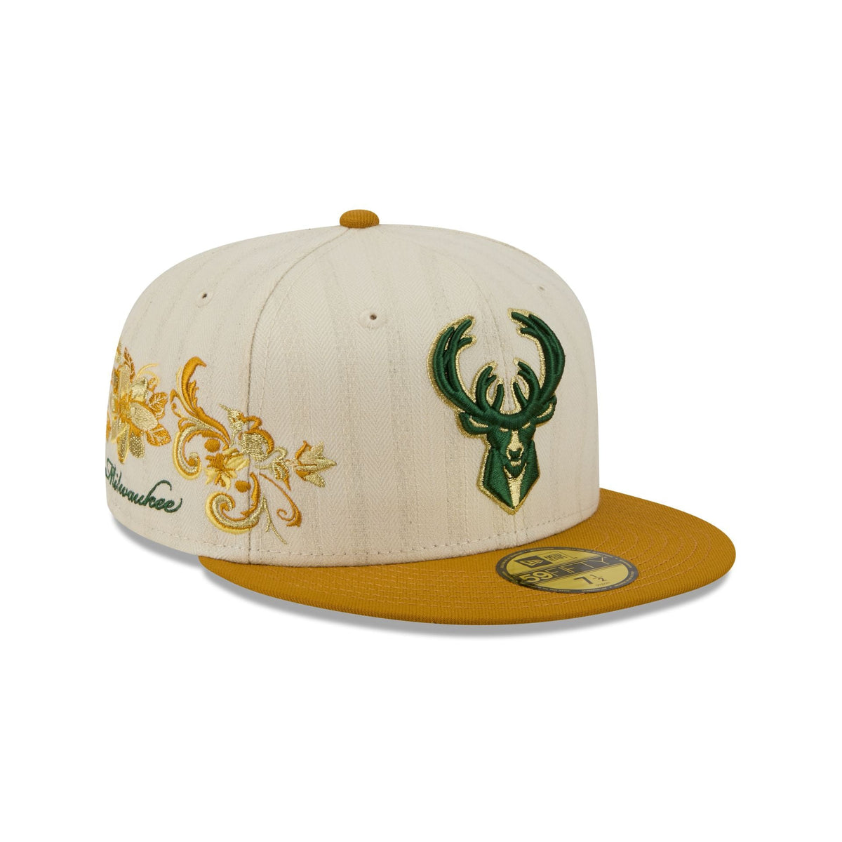 Milwaukee Bucks Chrome Herringbone 59FIFTY Fitted Hat