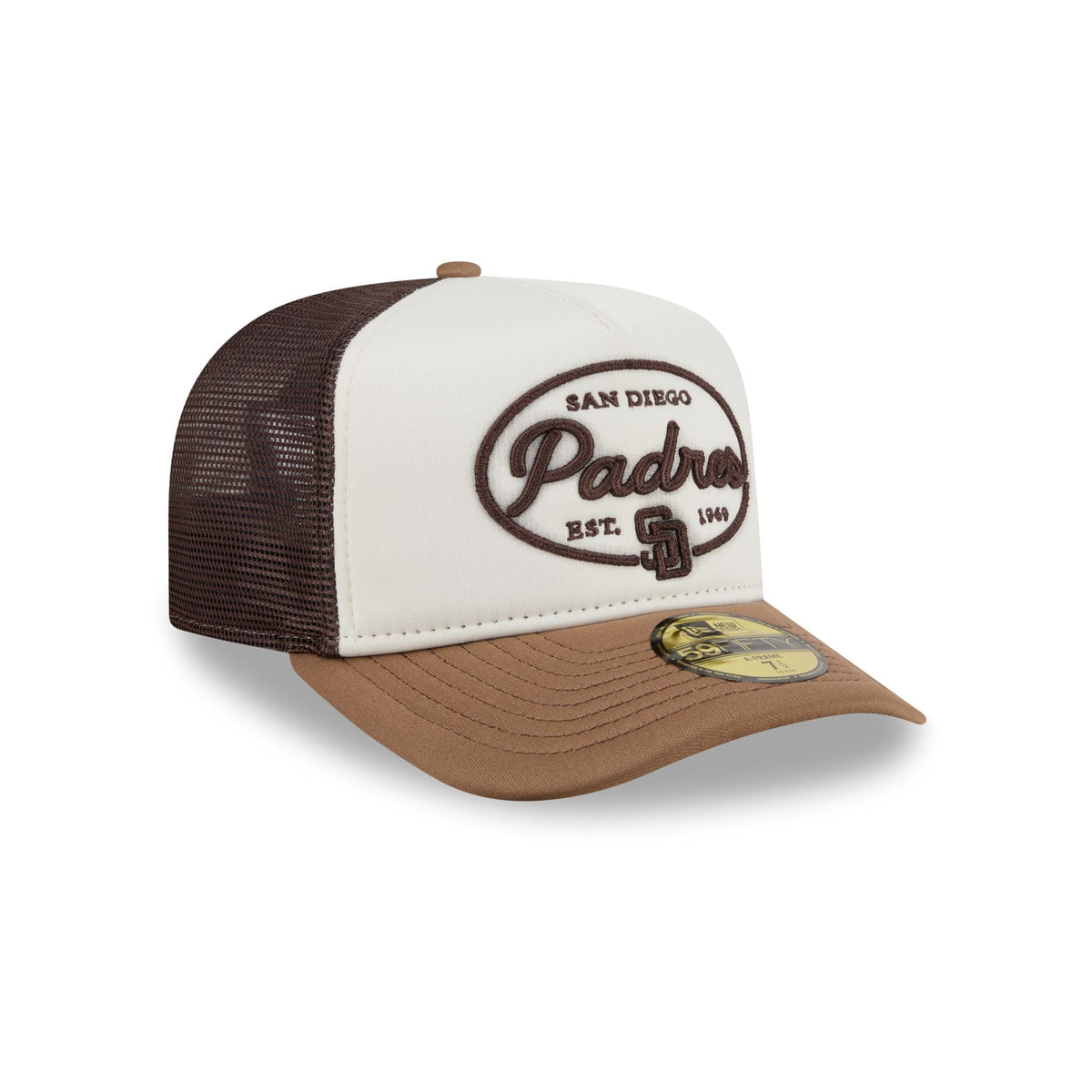San Diego Padres Chrome 59FIFTY Fitted Trucker Hat