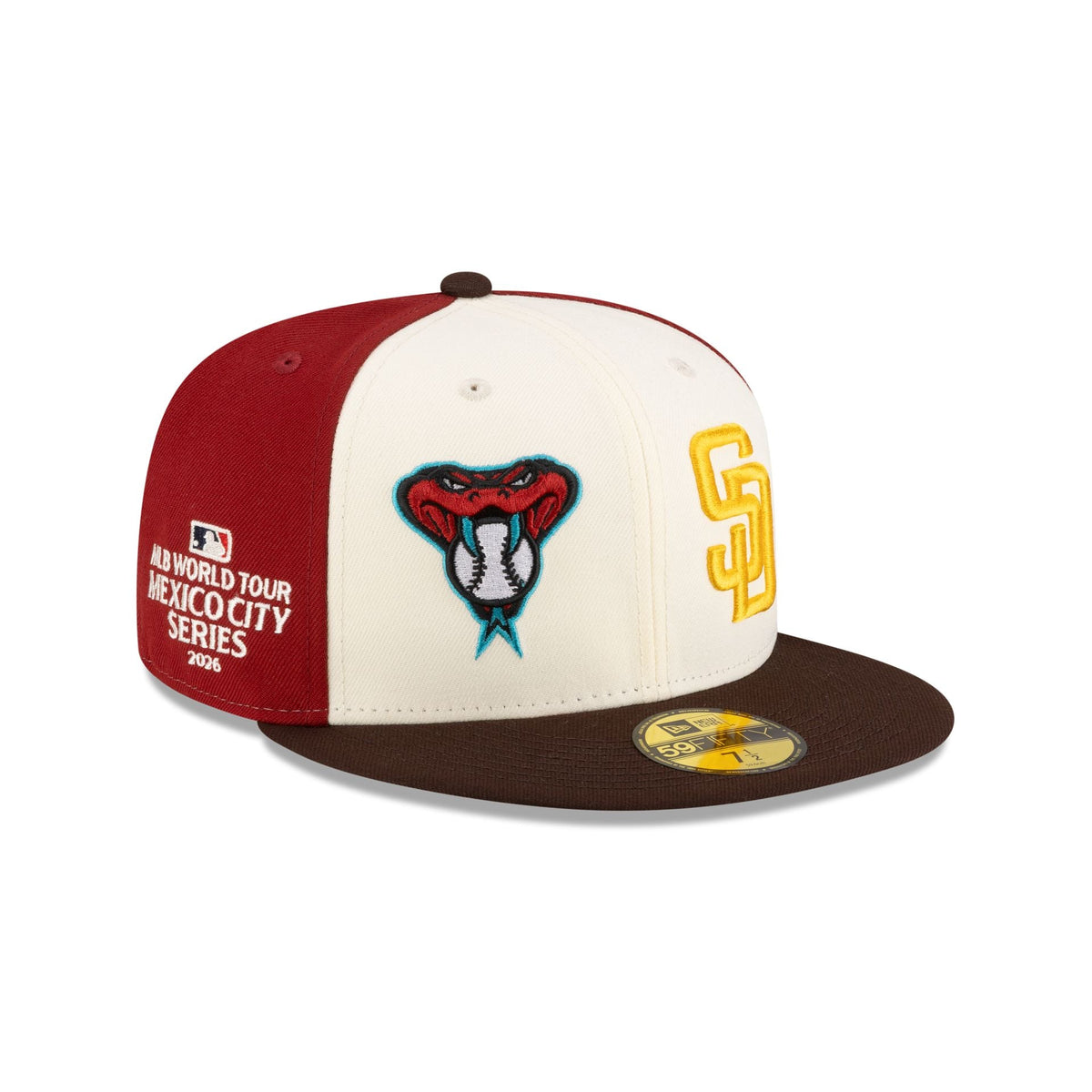MLB 2026 MLB World Tour Mexico City Series Arizona Diamondbacks vs. San Diego Padres Three Tone 59FIFTY Fitted Hat