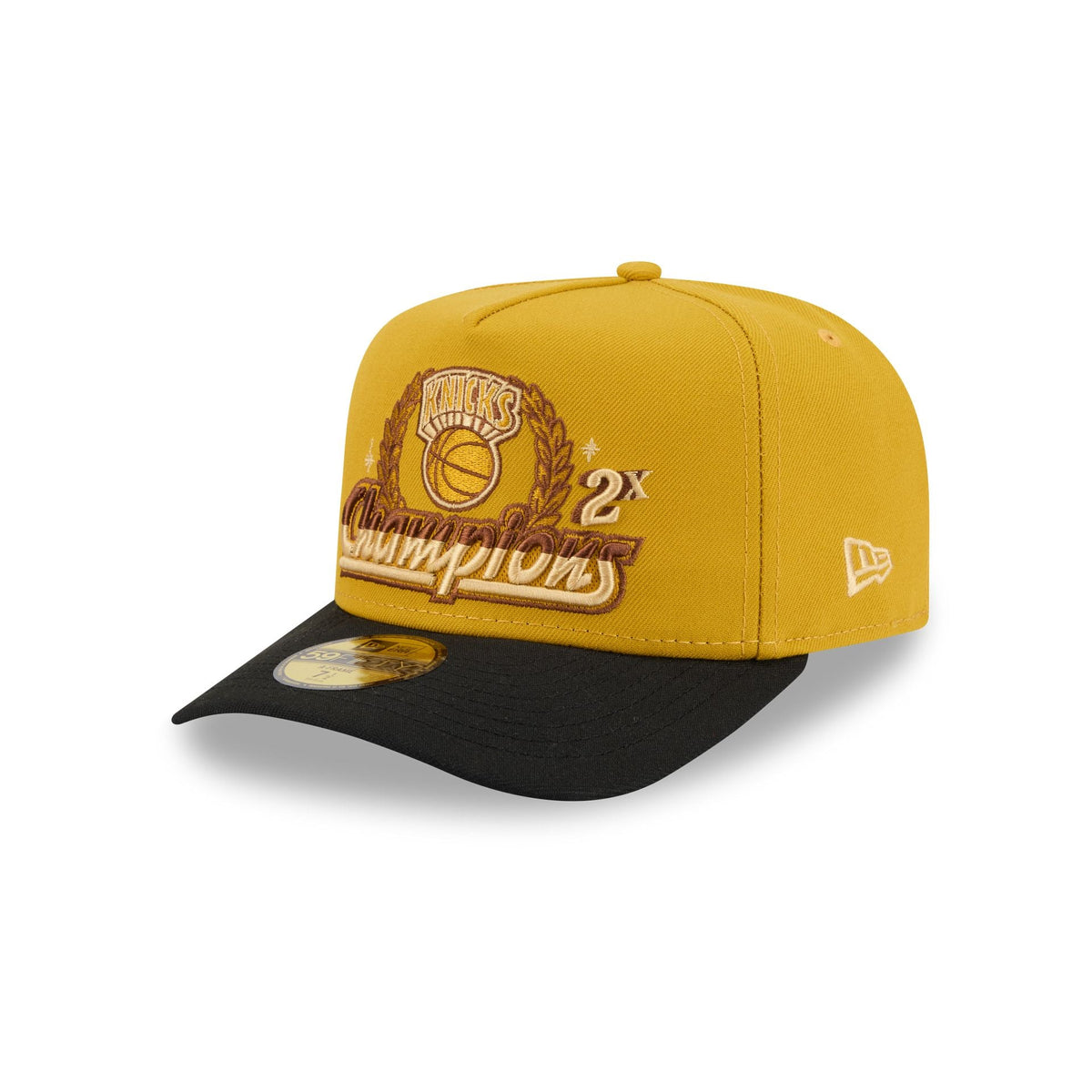 Just Caps Hardwood Classics Trophy Yellow New York Knicks 59FIFTY A-Frame Fitted Hat