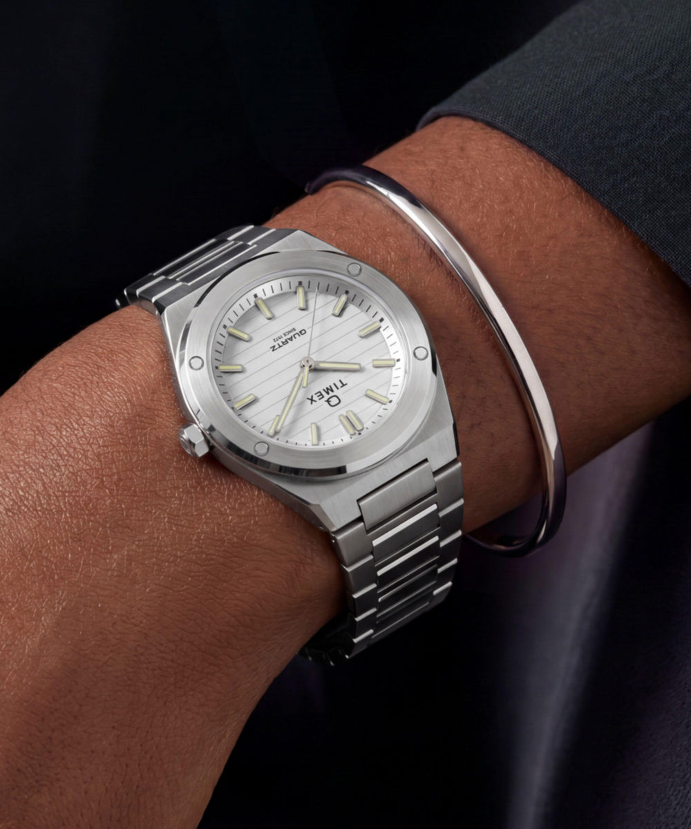 Q Timex Marbella 34mm Stainless Steel Bracelet Watch