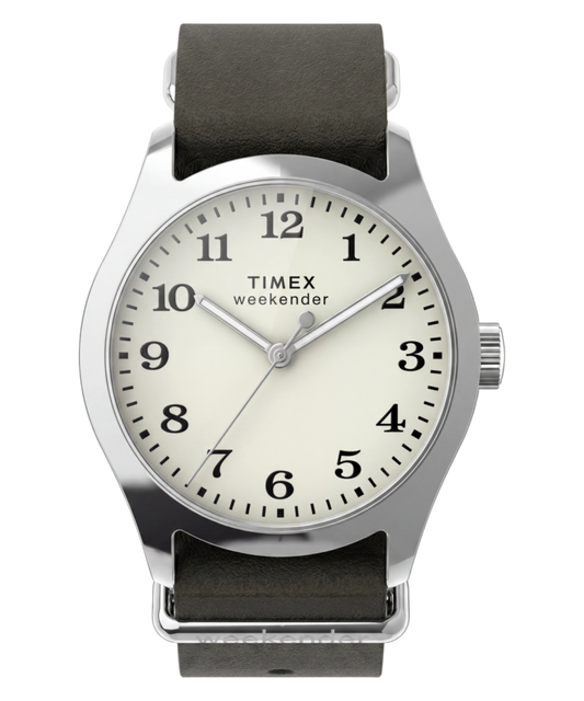 Timex Weekender® New England 34mm Leather Strap Watch