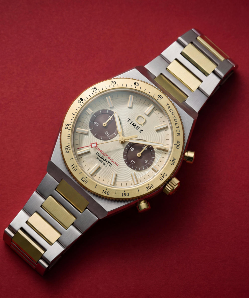 Q Timex Continental Chronograph 36mm Stainless Steel Bracelet Watch