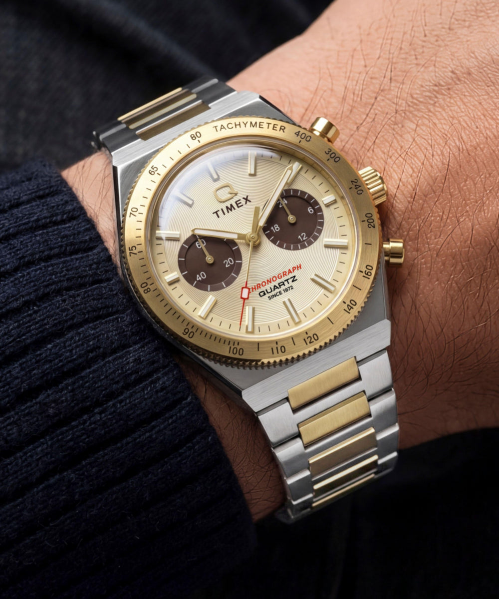 Q Timex Continental Chronograph 36mm Stainless Steel Bracelet Watch